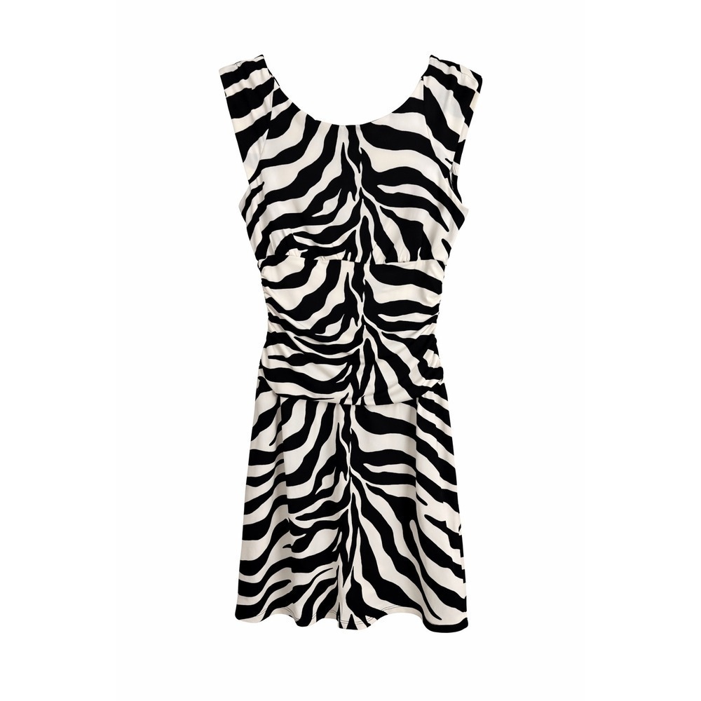 Bisou Bisou Black White Zebra Print Mini Dress Size 8 Stretch
